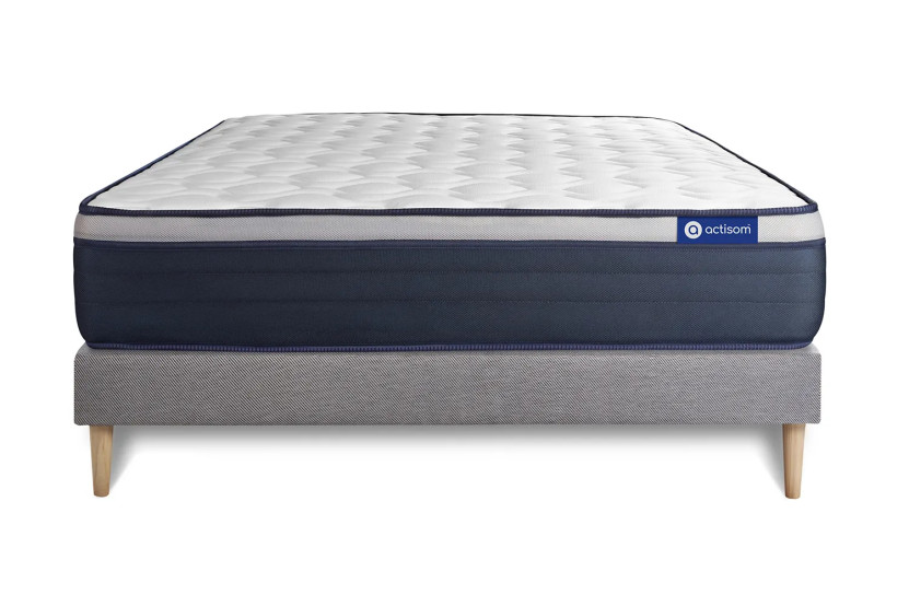 Ensemble Matelas Sommier 160x195 cm - Sommier Gris (en kit) - Actilatex Max