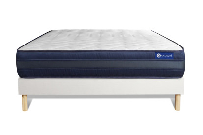 Ensemble Matelas Sommier 180x200 cm - Sommier Blanc (en kit) - Actimemo Tech