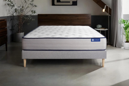 Ensemble Matelas Sommier 150x200 cm - Sommier Gris (en kit) - Actilatex Form