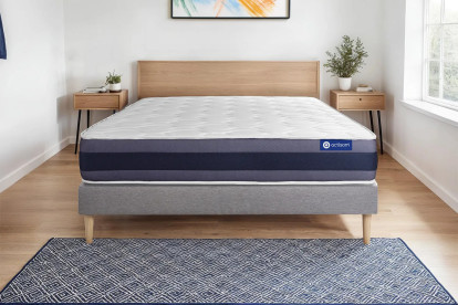 Ensemble Matelas Sommier 120x200 cm - Sommier Gris (en kit) - Actimemo Morpho