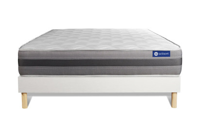 Ensemble Matelas Sommier 130x200 cm - Sommier Blanc (en kit) - Actilatex Relax