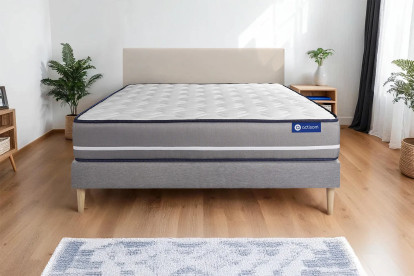 Ensemble Matelas Sommier 130x210 cm - Sommier Gris (en kit) - Actiflex Pur