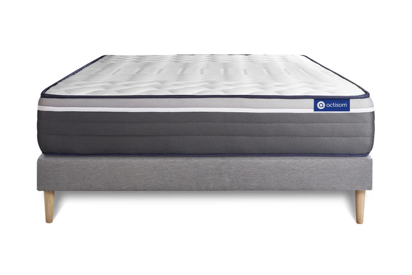 Ensemble Matelas Sommier 160x200 cm - Sommier Gris (en kit) - Actiflex Plus