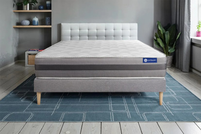 Ensemble Matelas Sommier 130x210 cm - Sommier Gris (en kit) - Actilatex Relax