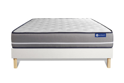 Ensemble Matelas Sommier 135x200 cm - Sommier Blanc (en kit) - Actiflex Pur