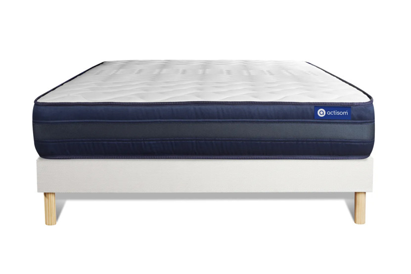 Ensemble Matelas Sommier 160x220 cm - Sommier Blanc (en kit) - Actimemo Tech