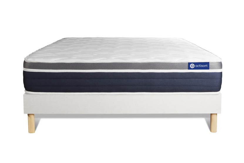 Ensemble Matelas Sommier 120x195 cm - Sommier Blanc (en kit) - Actiflex Confort