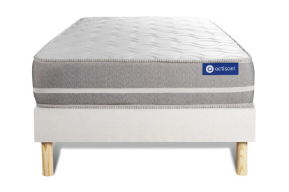 Ensemble Matelas Sommier 90x190 cm - Sommier Blanc (en kit) - Actilatex Touch