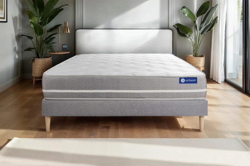Ensemble Matelas Sommier 180x220 cm - Sommier Gris (en kit) - Actiflex Touch