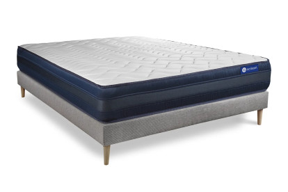 Ensemble Matelas Sommier 120x200 cm - Sommier Gris (en kit) - Actimemo Tech