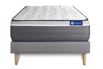 Ensemble Matelas Sommier 80x190 cm - Sommier Gris (en kit) - Actilatex Plus