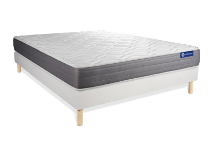 Ensemble Matelas Sommier 150x195 cm - Sommier Blanc (en kit) - Actimemo Dream