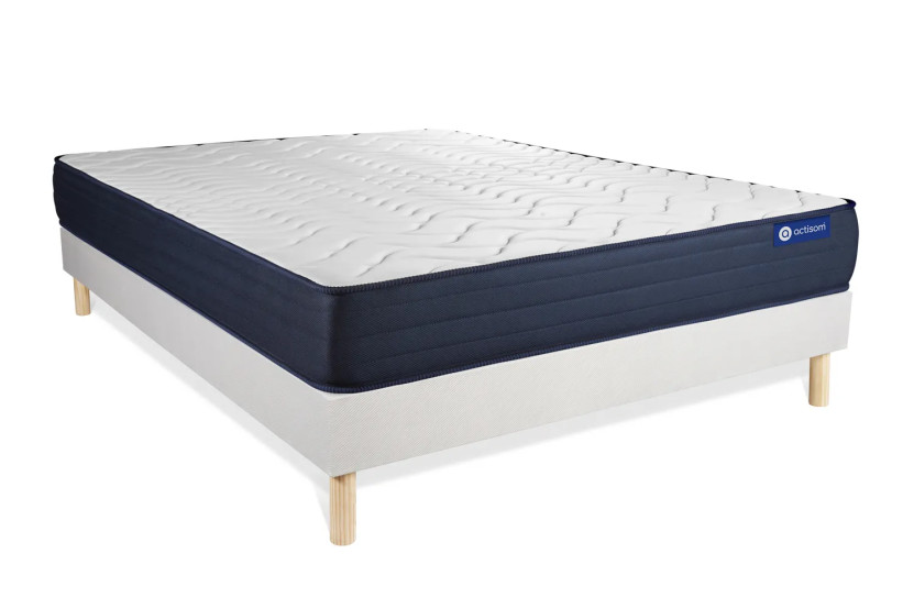 Ensemble Matelas Sommier 120x210 cm - Sommier Blanc (en kit) - Actilatex Life