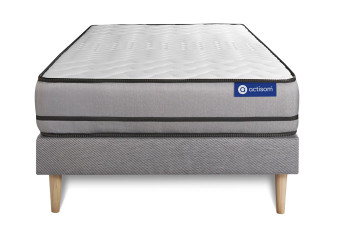 Ensemble Matelas Sommier 90x190 cm - Sommier Gris (en kit) - Actiflex Night