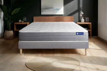 Ensemble Matelas Sommier 150x195 cm - Sommier Gris (en kit) - Actiflex Dream
