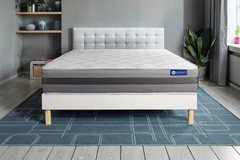 Ensemble Matelas Sommier 120x210 cm - Sommier Blanc (en kit) - Actilatex Relax