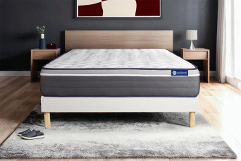Ensemble Matelas Sommier 140x200 cm - Sommier Blanc (en kit) - Actilatex Plus