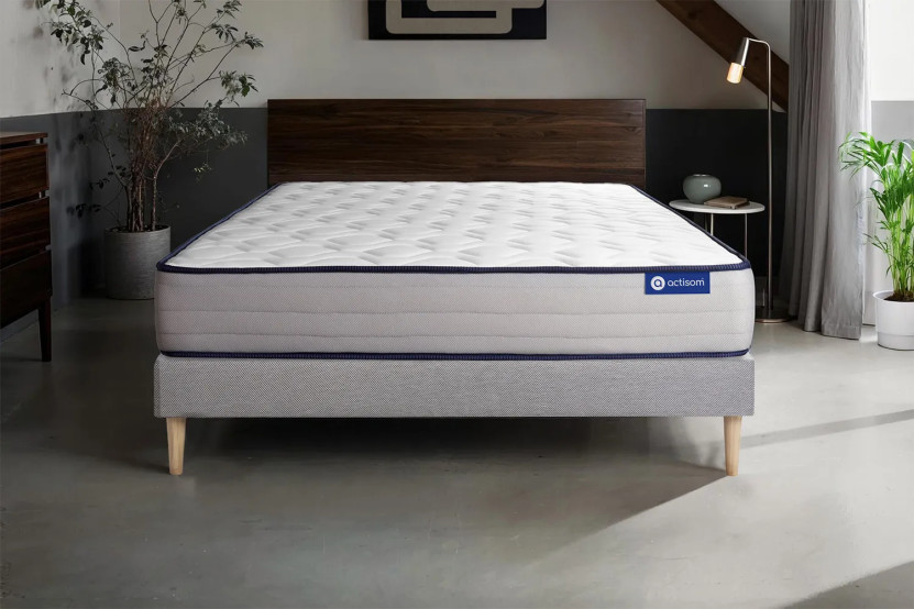 Ensemble Matelas Sommier 80x190 cm - Sommier Gris (en kit) - Actilatex Form