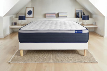 Ensemble Matelas Sommier 160x220 cm - Sommier Blanc (en kit) - Actimemo Max