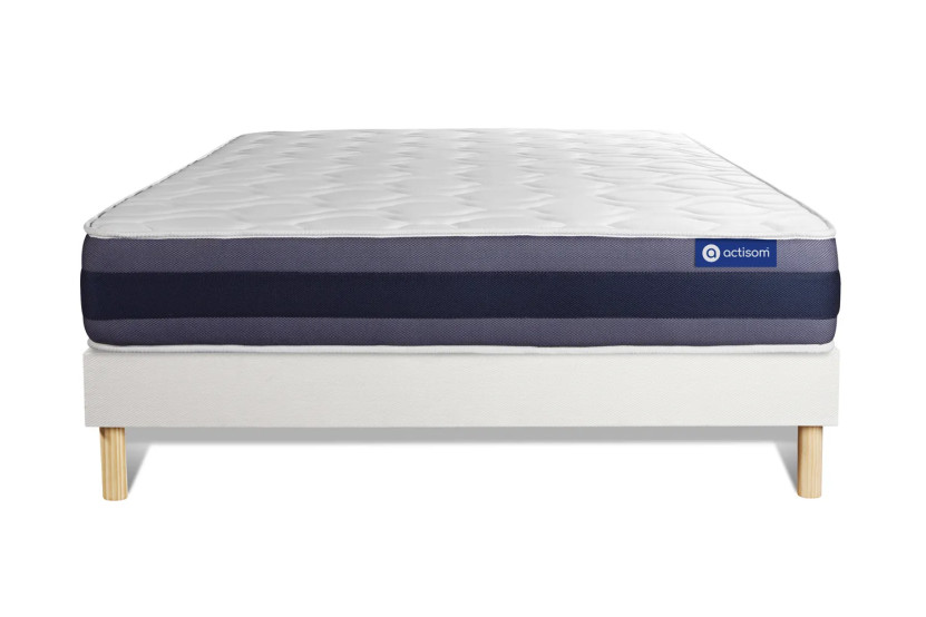 Ensemble Matelas Sommier 120x200 cm - Sommier Blanc (en kit) - Actilatex Morpho