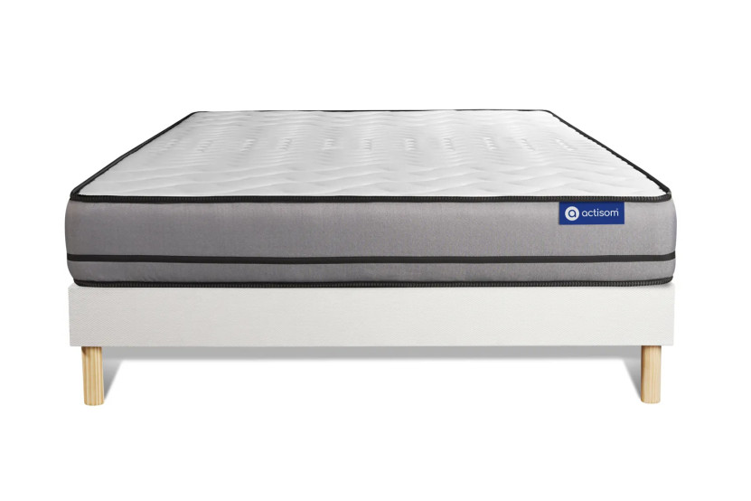 Ensemble Matelas Sommier 160x220 cm - Sommier Blanc (en kit) - Actilatex Night
