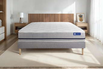 Ensemble Matelas Sommier 180x200 cm - Sommier Gris (en kit) - Actilatex Soft