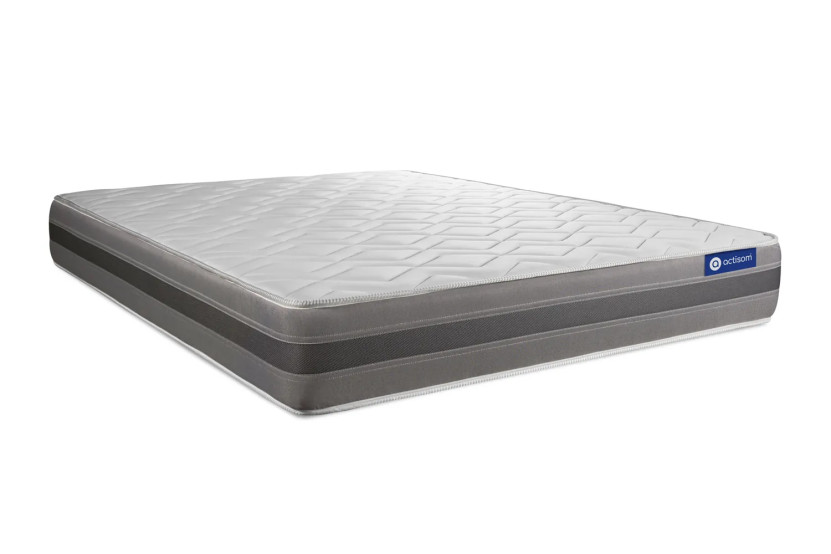 Ensemble Matelas Sommier 120x200 cm - Sommier Gris (en kit) - Actimemo Relax