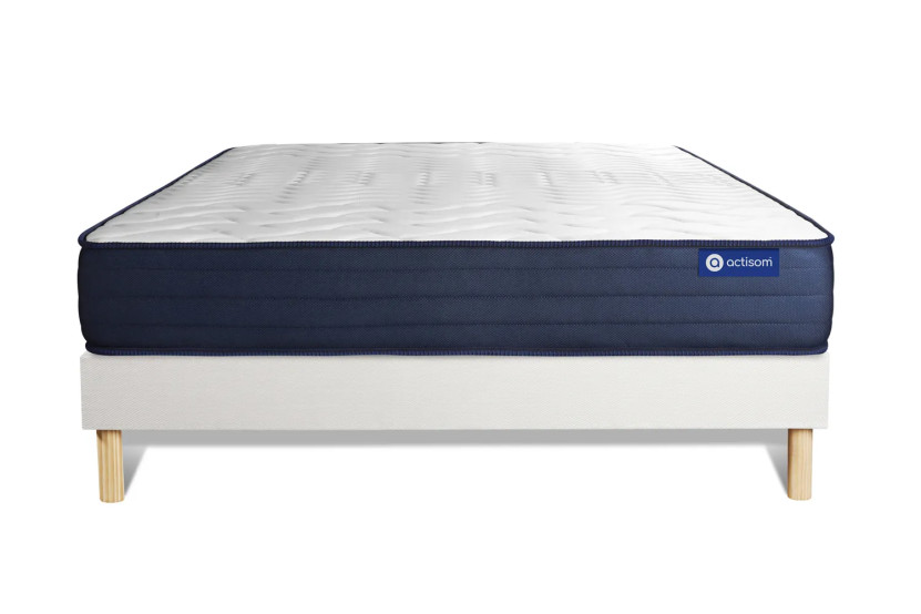 Ensemble Matelas Sommier 160x210 cm - Sommier Blanc (en kit) - Actilatex Life