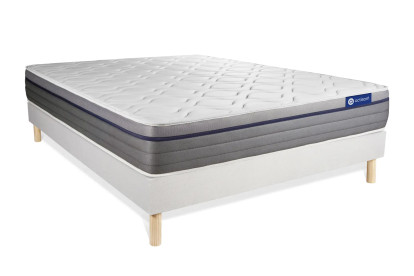 Ensemble Matelas Sommier 120x200 cm - Sommier Blanc (en kit) - Actilatex Zen