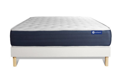 Ensemble Matelas Sommier 150x195 cm - Sommier Blanc (en kit) - Actilatex Sleep