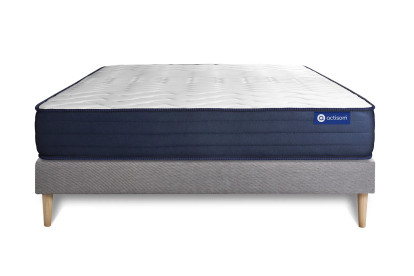 Ensemble Matelas Sommier 140x220 cm - Sommier Gris (en kit) - Actiflex Life
