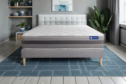 Ensemble Matelas Sommier 150x195 cm - Sommier Gris (en kit) - Actiflex Relax