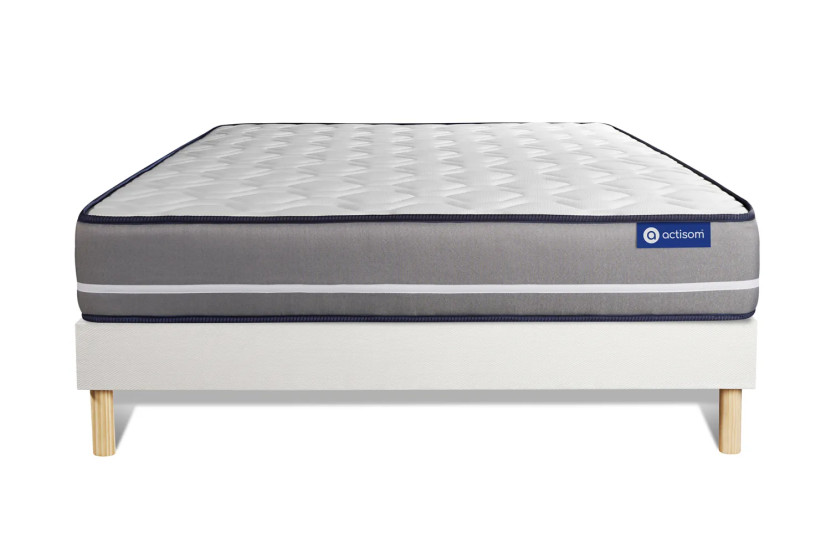 Ensemble Matelas Sommier 140x210 cm - Sommier Blanc (en kit) - Actilatex Pur