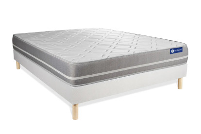 Ensemble Matelas Sommier 135x200 cm - Sommier Blanc (en kit) - Actilatex Touch