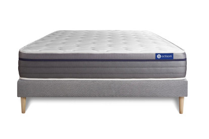 Ensemble Matelas Sommier 160x210 cm - Sommier Gris (en kit) - ActiMemo Zen