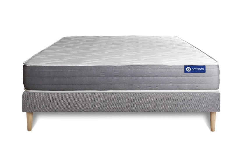Ensemble Matelas Sommier 140x220 cm - Sommier Gris (en kit) - Actimemo Dream