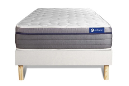 Ensemble Matelas Sommier 90x190 cm - Sommier Blanc (en kit) - Actiflex Zen