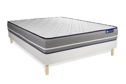 Ensemble Matelas Sommier 130x190 cm - Sommier Blanc (en kit) - Actimemo Pur
