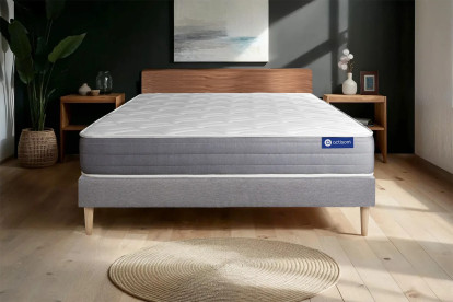 Ensemble Matelas Sommier 90x200 cm - Sommier Gris (en kit) - Actiflex Dream