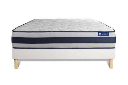 Ensemble Matelas Sommier 130x210 cm - Sommier Blanc (en kit) - Actiflex Ergo