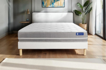 Ensemble Matelas Sommier 140x210 cm - Sommier Blanc (en kit) - Actimemo Touch
