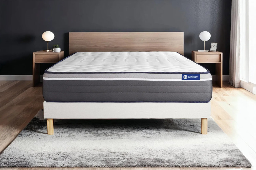 Ensemble Matelas Sommier 80x200 cm - Sommier Blanc (en kit) - Actiflex Plus
