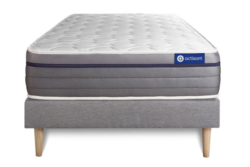Ensemble Matelas Sommier 80x200 cm - Sommier Gris (en kit) - ActiMemo Zen