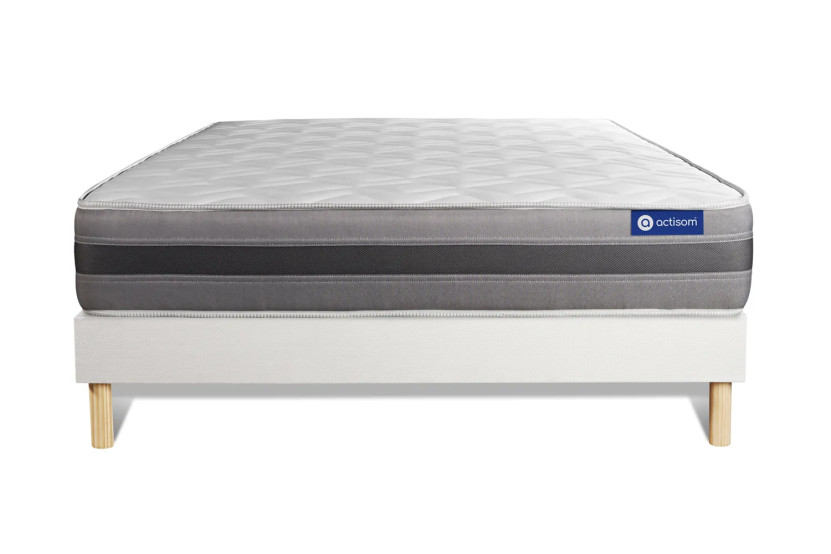 Ensemble Matelas Sommier 160x200 cm - Sommier Blanc (en kit) - Actimemo Relax