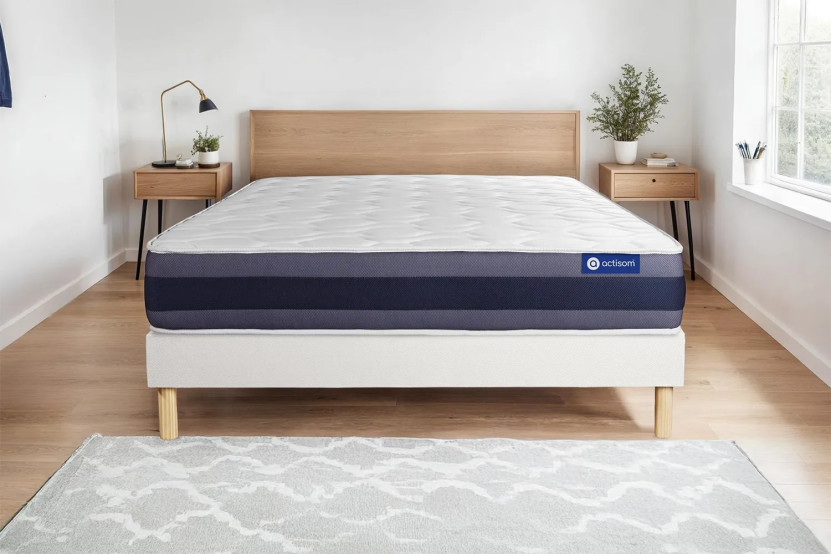 Ensemble Matelas Sommier 140x190 cm - Sommier Blanc (en kit) - Actilatex Morpho