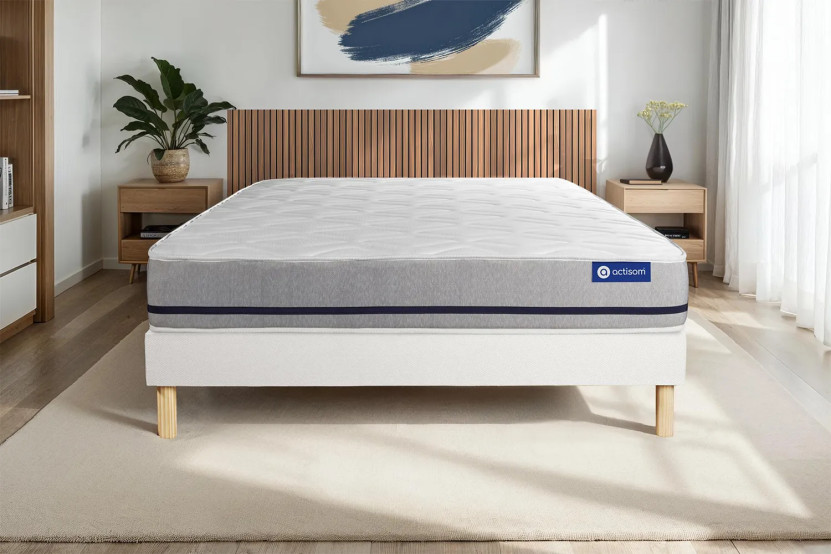 Ensemble Matelas Sommier 120x190 cm - Sommier Blanc (en kit) - Actiflex Soft