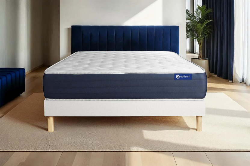 Ensemble Matelas Sommier 200x200 cm - Sommier Blanc (en kit) - Actiflex Sleep