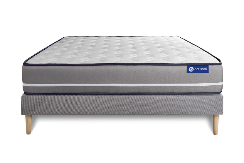 Ensemble Matelas Sommier 130x220 cm - Sommier Gris (en kit) - Actiflex Pur