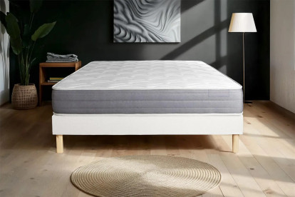 Ensemble Matelas Sommier 130x210 cm - Sommier Blanc (en kit) - Actimemo Dream