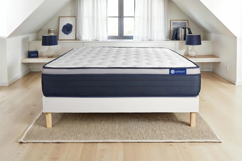 Ensemble Matelas Sommier 90x190 cm - Sommier Blanc (en kit) - Actiflex Max